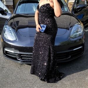 Black Sequin Prom Dress